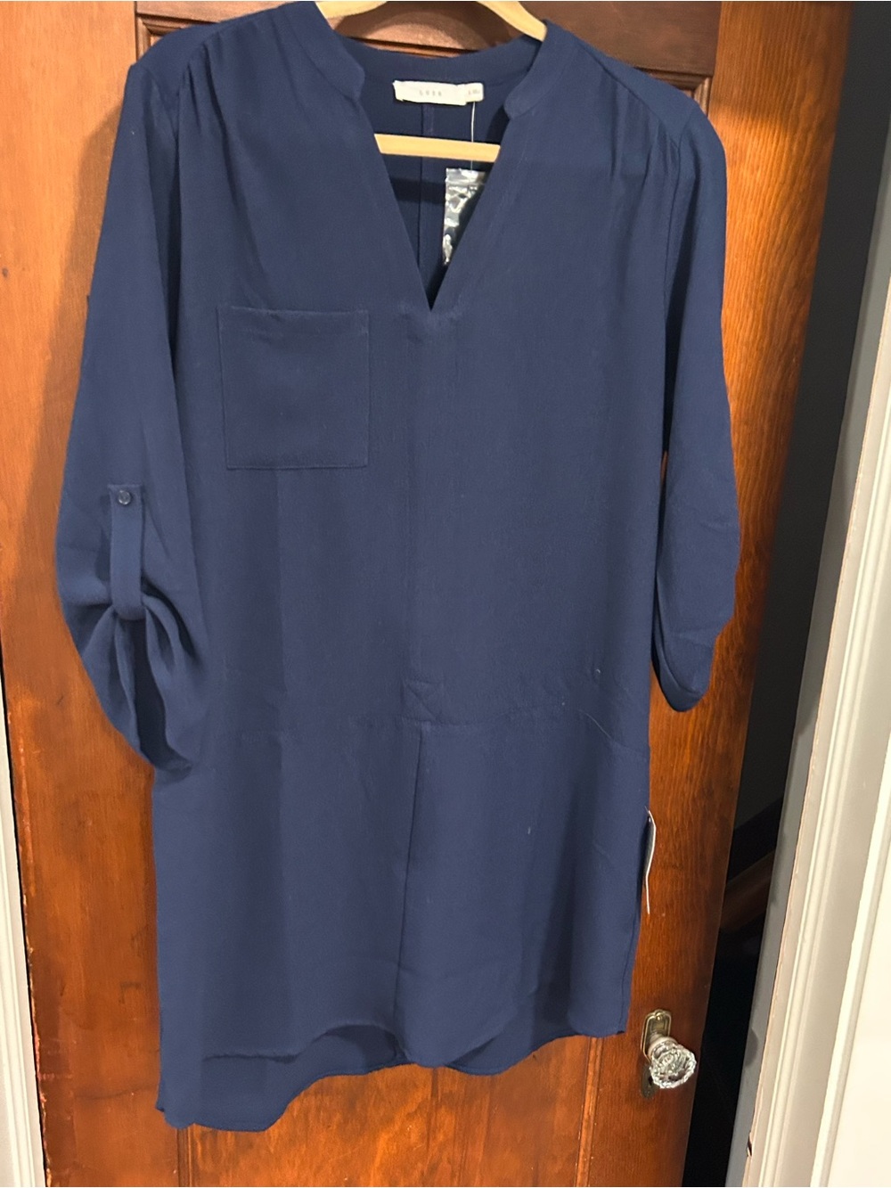 Lush Navy Blue V-Neck Tunic Dress